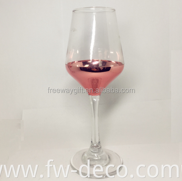 Custom crystal clear rose gold colored electroplated wine glass goblet